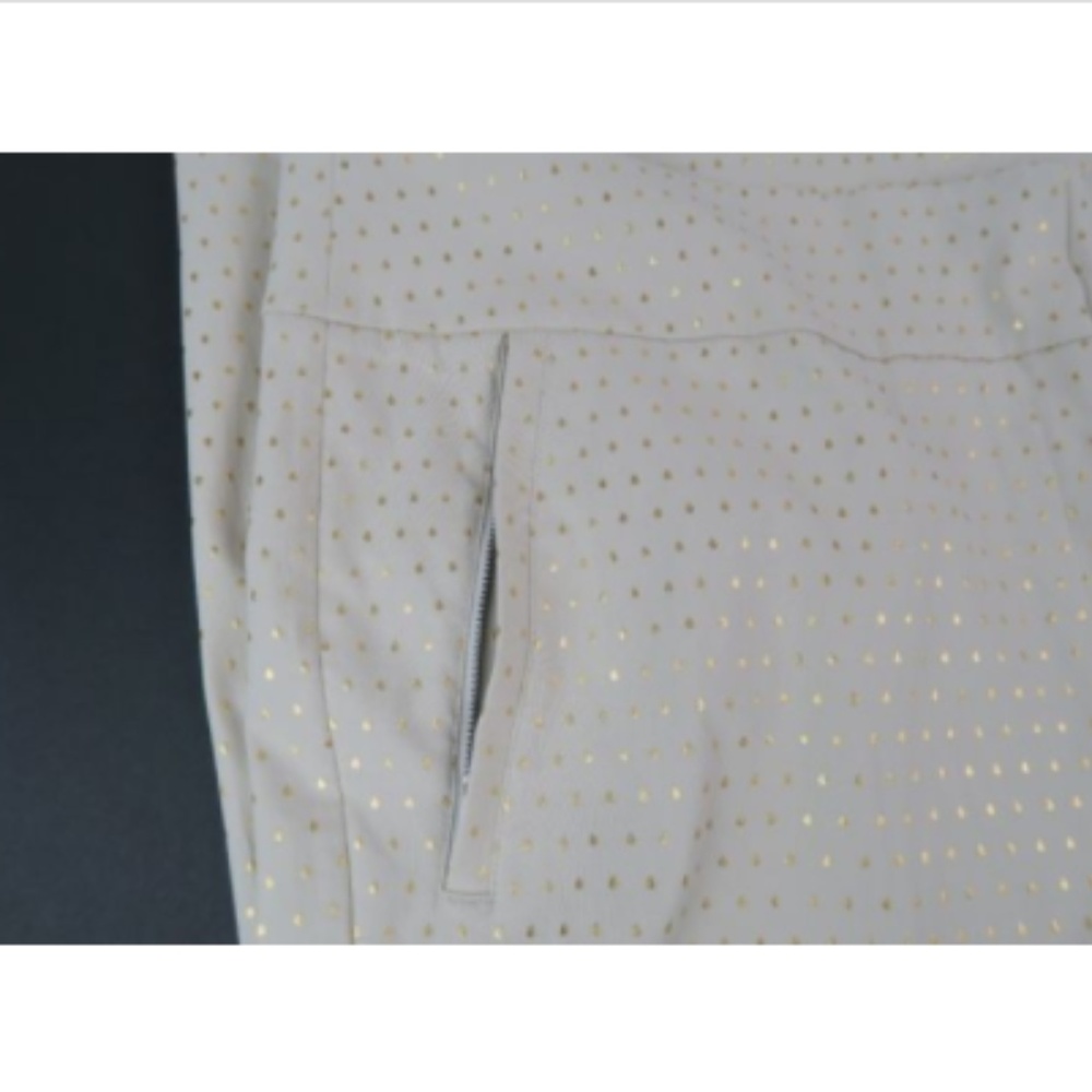 Lane Bryant Lena Stretch Gold Print Cream Pant 28W - Picture 4 of 8
